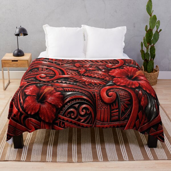 Item preview, Red Polynesian Tribal Hibiscus – Tropical Island Pattern designed and sold by artistwill.