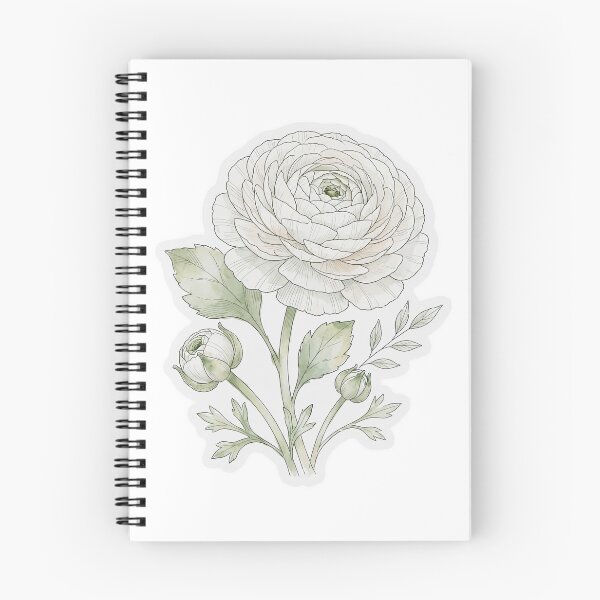 Item preview, White Ranunculus Sticker | Single Bloom Die Cut Sticker | Fine Line Botanical Decal | Aesthetic Minimalist Flower Laptop Sticker designed and sold by FineLineBotanical .