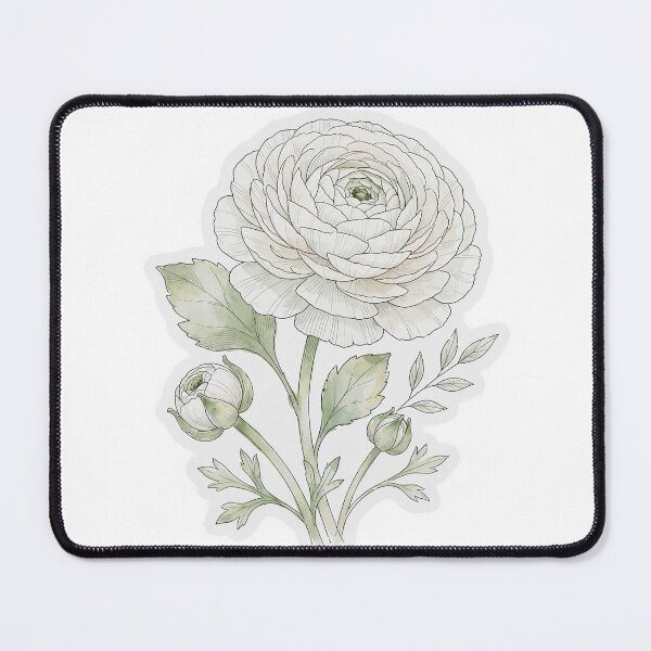 Item preview, White Ranunculus Sticker | Single Bloom Die Cut Sticker | Fine Line Botanical Decal | Aesthetic Minimalist Flower Laptop Sticker designed and sold by FineLineBotanical .