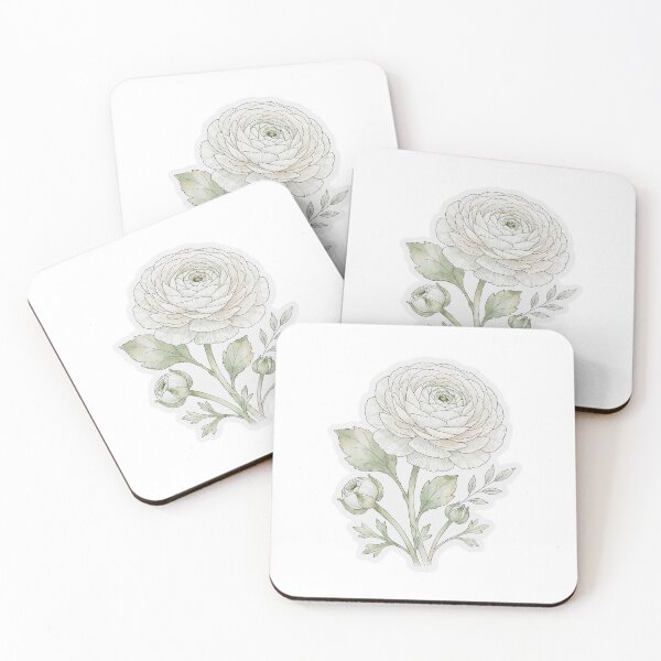 Item preview, White Ranunculus Sticker | Single Bloom Die Cut Sticker | Fine Line Botanical Decal | Aesthetic Minimalist Flower Laptop Sticker designed and sold by FineLineBotanical .
