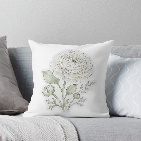 Item preview, White Ranunculus Sticker | Single Bloom Die Cut Sticker | Fine Line Botanical Decal | Aesthetic Minimalist Flower Laptop Sticker designed and sold by FineLineBotanical .