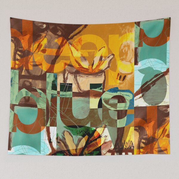 Item preview, Deep Blue Day Collage Art designed and sold by Lifer Art and Design.