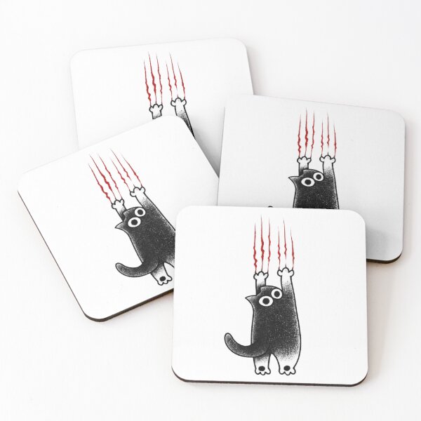 Item preview, Funny Black Cat Hanging On Claws – Cute Spooky Cat Halloween Design designed and sold by anemiche.