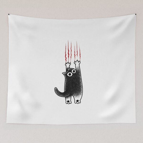 Item preview, Funny Black Cat Hanging On Claws – Cute Spooky Cat Halloween Design designed and sold by anemiche.