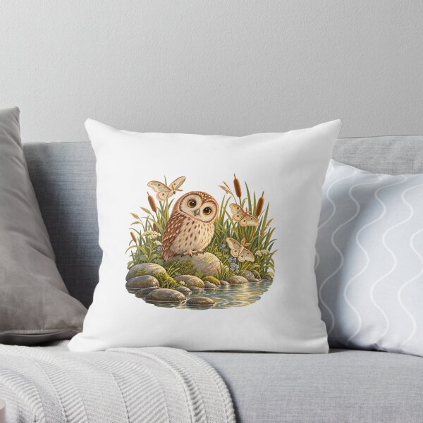 Item preview, Owl Watches Moths by the Stream designed and sold by WunkusWorld.