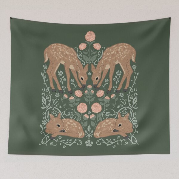 Item preview, Deer and Dahlias Large Scale designed and sold by DreamyDiversion.