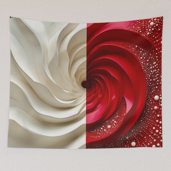 Item preview, Ruby Red and Ivory Porcelain Waves designed and sold by Vicky Brago-Mitchell®.
