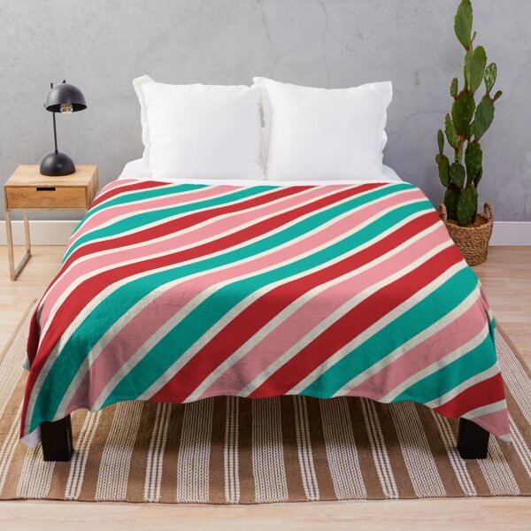 Item preview, Diagonal Candy Stripes in Red Pink Mint and Cream designed and sold by YesterdayColl.
