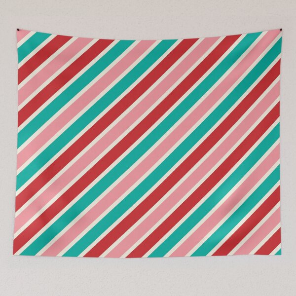 Item preview, Diagonal Candy Stripes in Red Pink Mint and Cream designed and sold by YesterdayColl.