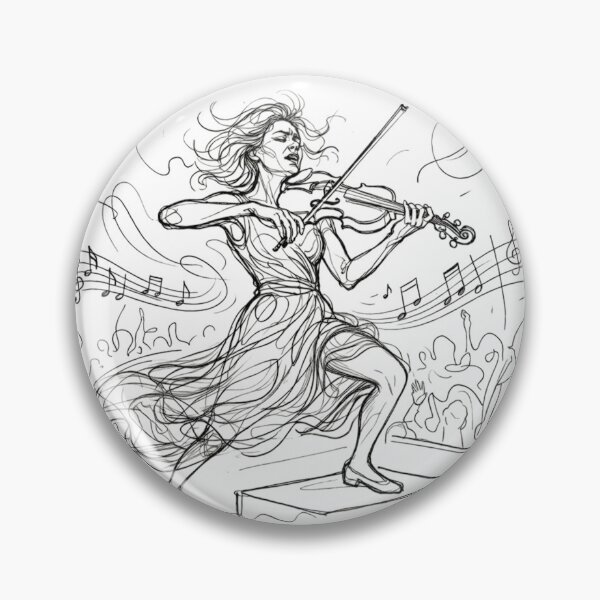 Item preview, "Passionate Violinist Sketch: Dynamic Female Musician Line Art Illustration with Musical Notes and Concert Crowd" designed and sold by Nubian Style.