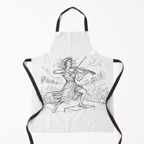 Item preview, "Passionate Violinist Sketch: Dynamic Female Musician Line Art Illustration with Musical Notes and Concert Crowd" designed and sold by Nubian Style.