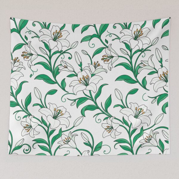 Item preview, Elegant White Lily Floral Botanical Pattern designed and sold by Owcomm.