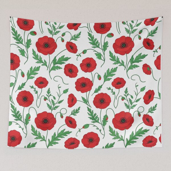 Item preview, Vibrant Red Poppy Floral Pattern Illustration designed and sold by Owcomm.
