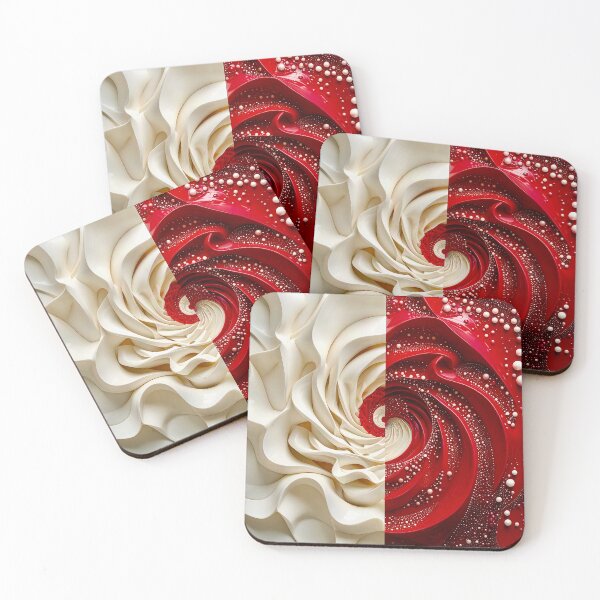 Item preview, Ruby Red and Ivory Porcelain Waves designed and sold by Vicky Brago-Mitchell®.