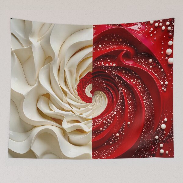 Item preview, Ruby Red and Ivory Porcelain Waves designed and sold by Vicky Brago-Mitchell®.