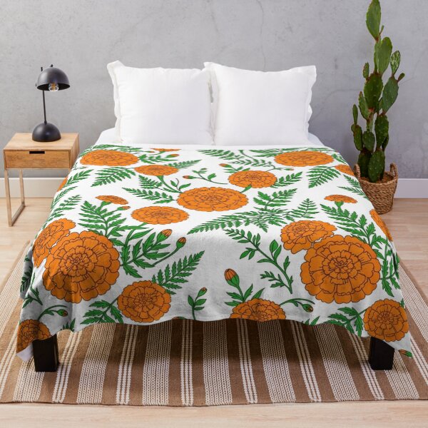 Item preview, Orange Marigold Flower Pattern Botanical Illustration    designed and sold by Owcomm.