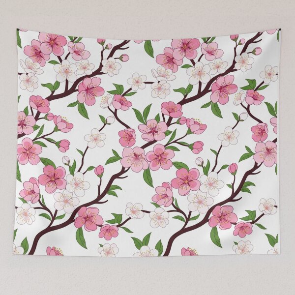 Item preview, Blossoming Pink And White Spring Flowers Pattern designed and sold by Owcomm.