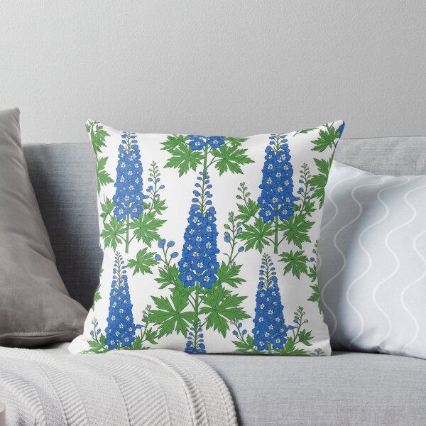 Item preview, Blue Delphinium Flower Botanical Seamless Pattern designed and sold by Owcomm.