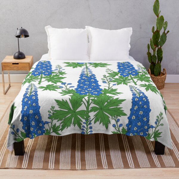 Item preview, Blue Delphinium Flower Botanical Seamless Pattern designed and sold by Owcomm.