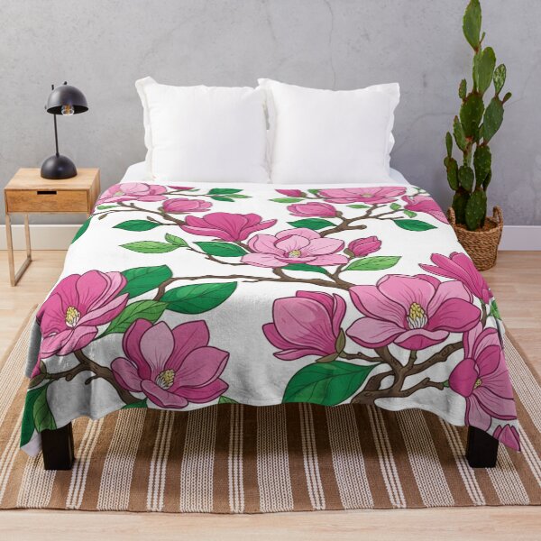 Item preview, Pink Magnolia Flowers Botanical Pattern Illustration    designed and sold by Owcomm.