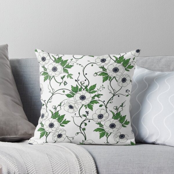 Item preview, Elegant White Anemone Flowers Botanical Pattern designed and sold by Owcomm.