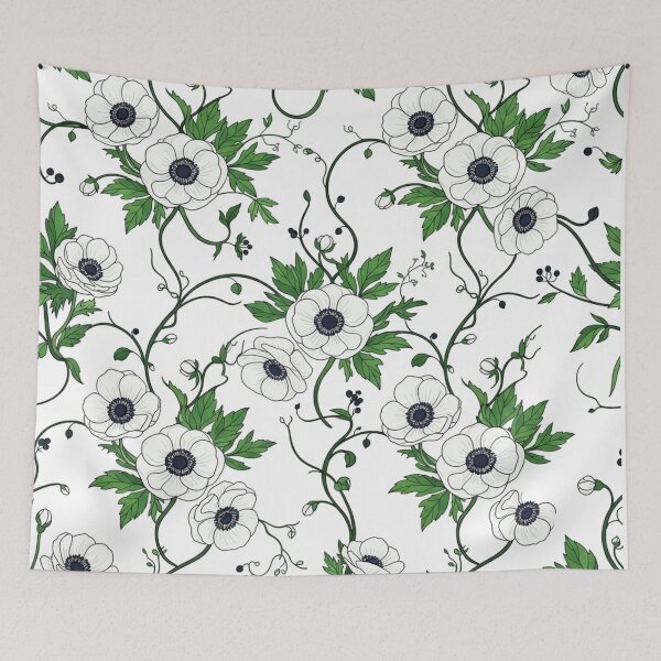 Item preview, Elegant White Anemone Flowers Botanical Pattern    designed and sold by Owcomm.