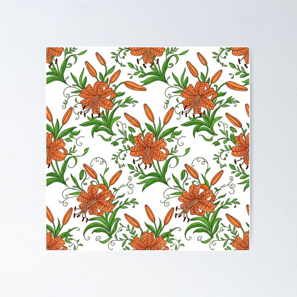Item preview, Orange Tiger Lily Flower Floral Pattern    designed and sold by Owcomm.