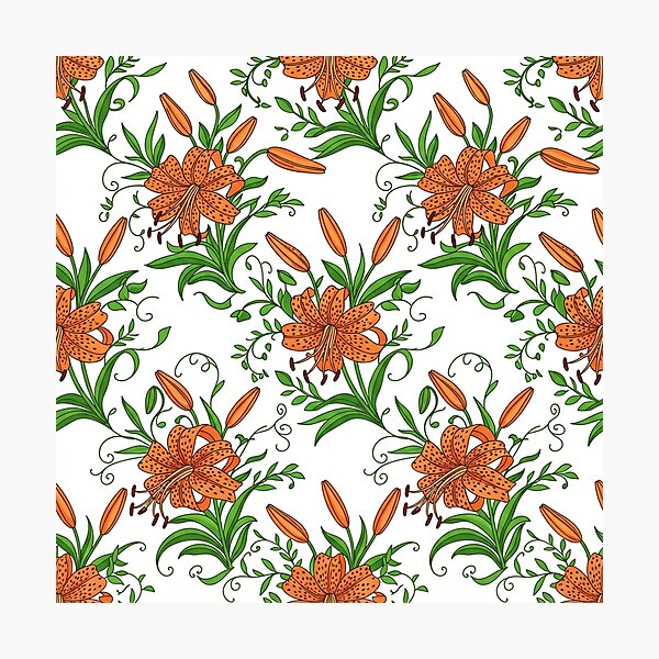 Item preview, Orange Tiger Lily Flower Floral Pattern    designed and sold by Owcomm.