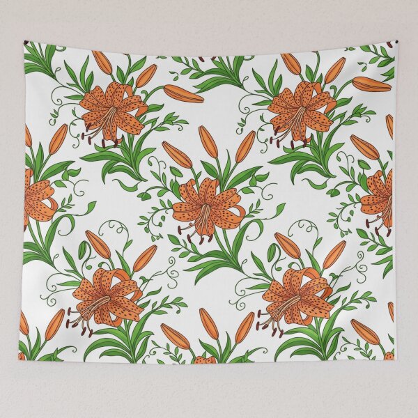 Item preview, Orange Tiger Lily Flower Floral Pattern    designed and sold by Owcomm.