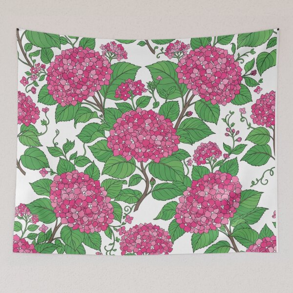 Item preview, Vibrant Pink Hydrangea Floral Garden Pattern    designed and sold by Owcomm.