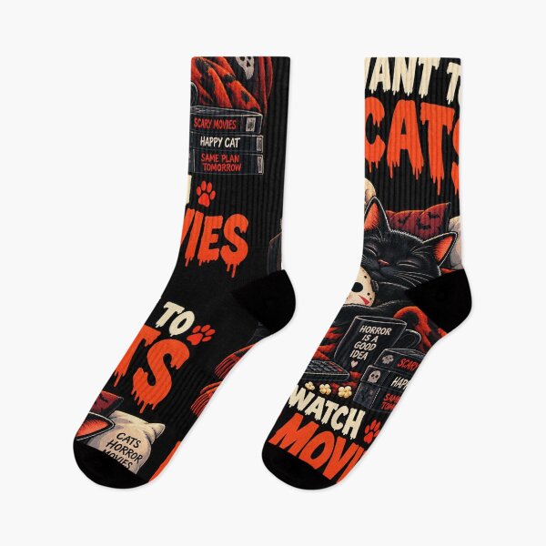 Item preview, I Just Want To Pet Cats And Watch Horror Movies - Cozy Horror Cat designed and sold by MOTIFOLK.