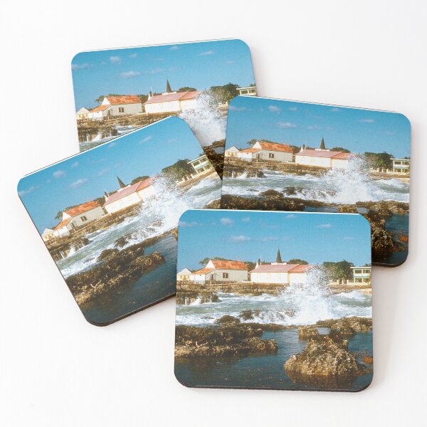 Item preview, Caribbean Coastal Village Scene Seascape, Tropical Shore Environment designed and sold by AMacGPhilly.