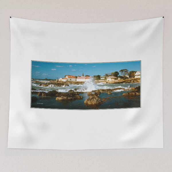 Item preview, Caribbean Coastal Village Scene Seascape, Tropical Shore Environment designed and sold by AMacGPhilly.