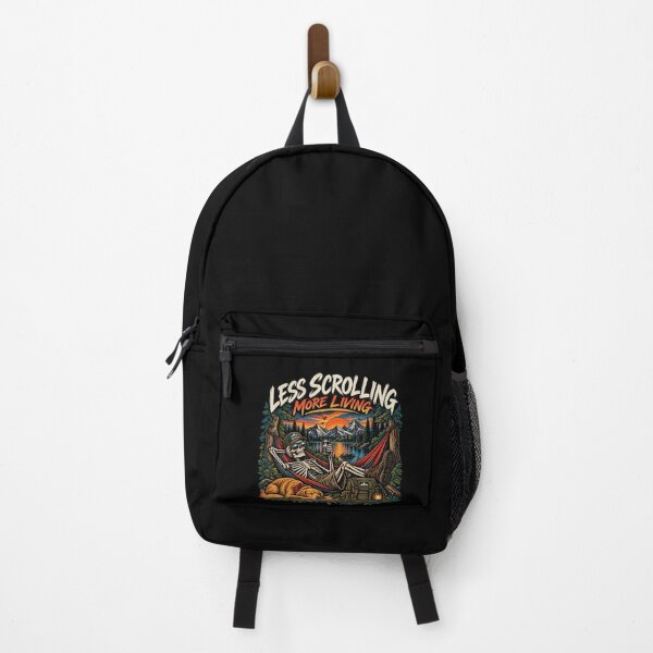Item preview, Less Scrolling More Living Skeleton Camping Vintage designed and sold by FakePeopleSuck.