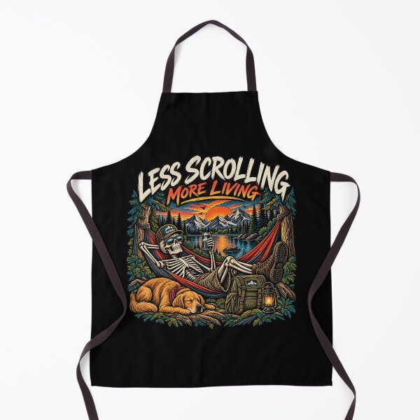 Item preview, Less Scrolling More Living Skeleton Camping Vintage designed and sold by FakePeopleSuck.