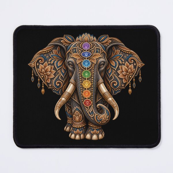 Item preview, Chakra Elephant Embroidery – Ornate Spiritual Mandala Elephant Art designed and sold by Emoji Emblems.