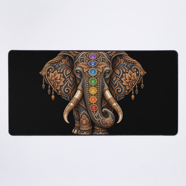 Item preview, Chakra Elephant Embroidery – Ornate Spiritual Mandala Elephant Art designed and sold by Emoji Emblems.