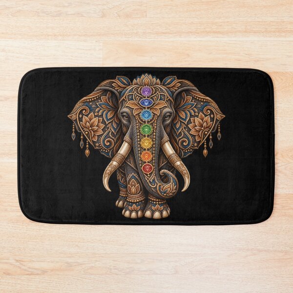 Item preview, Chakra Elephant Embroidery – Ornate Spiritual Mandala Elephant Art designed and sold by Emoji Emblems.