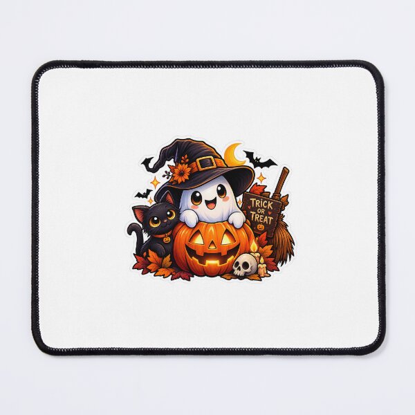 Item preview, Cute Halloween Ghost & Black Cat Sticker - Witchy Pumpkin Trick or Treat Design designed and sold by mryan78.