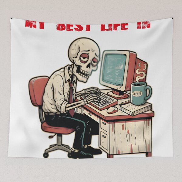 Item preview, Skeleton Desk Working Computer Corporate America Funny designed and sold by VISIONSTURME.