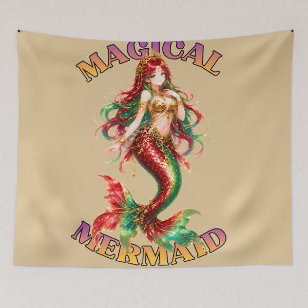 Item preview, Magical Mermaid Fantasy Art - Red and Green Siren Design designed and sold by digitalbob60.