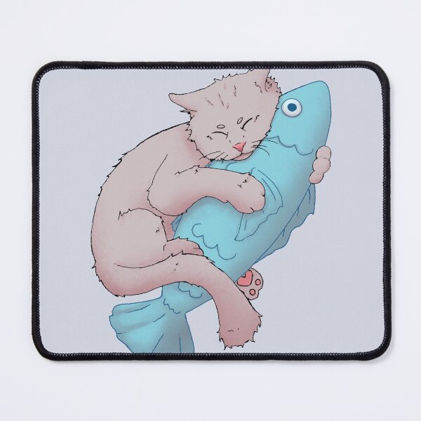 Item preview, Grey cat hugging its stuffed toy designed and sold by Houst-cn.