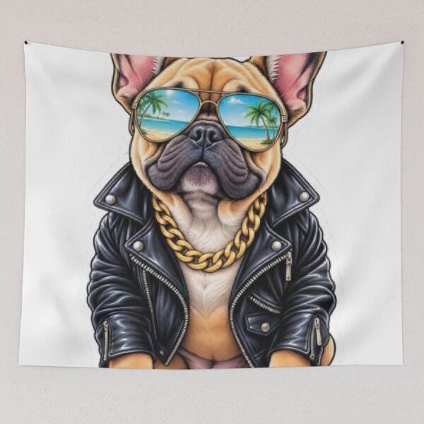 Item preview, Funny French Bulldog Sunglasses Leather Jacket designed and sold by VISIONSTURME.