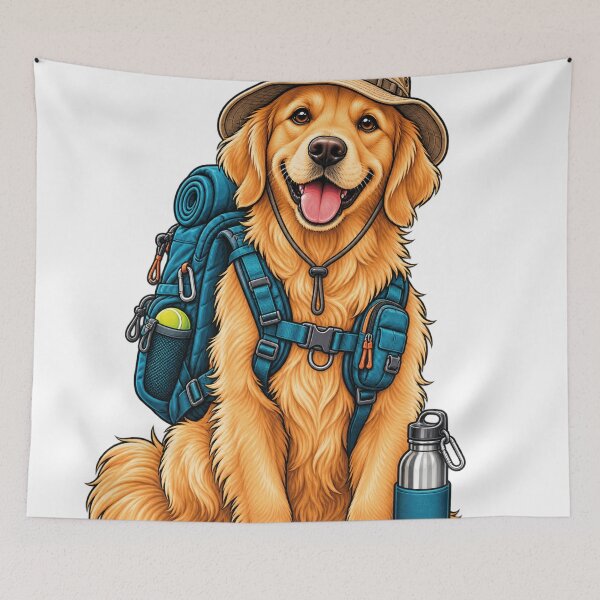 Item preview, Funny Hiking Dog Golden .Retriever Outdoor Camping designed and sold by VISIONSTURME.