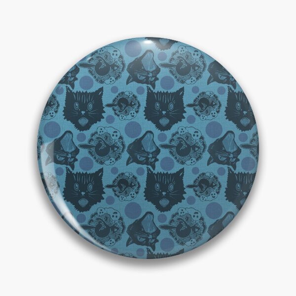 Item preview, Scaredy Cat (Vintage Halloween Cat Pattern Denim Blue Retro) designed and sold by AKateWillett.