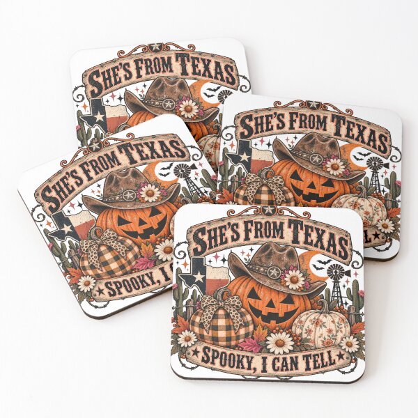 Item preview, She's From Texas – Western Cowgirl Halloween Pumpkin Design designed and sold by PNGberry.