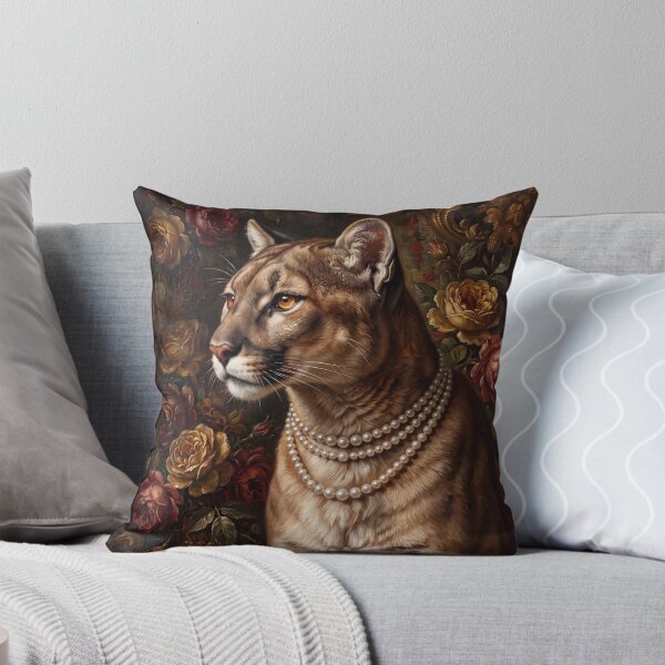 Item preview, Regal Mountain Lion Portrait with Pearls designed and sold by Real Beast Art.