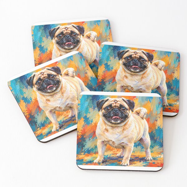 Item preview, Happy Pug Vibrant Colorful Portrait designed and sold by shrolts.