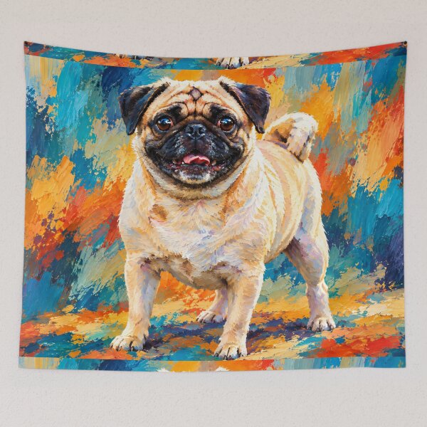 Item preview, Happy Pug Vibrant Colorful Portrait designed and sold by shrolts.