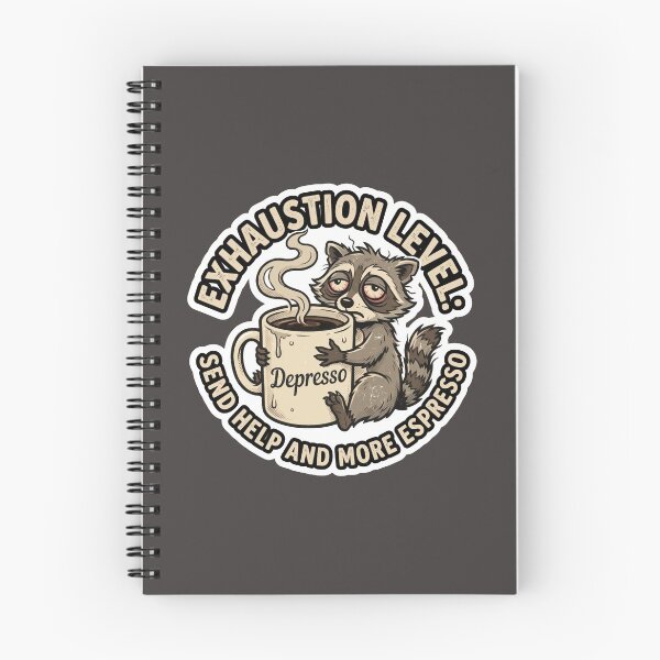 Item preview, Exhaustion Level Depresso Tired Raccoon Coffee Funny designed and sold by Veverony Design.